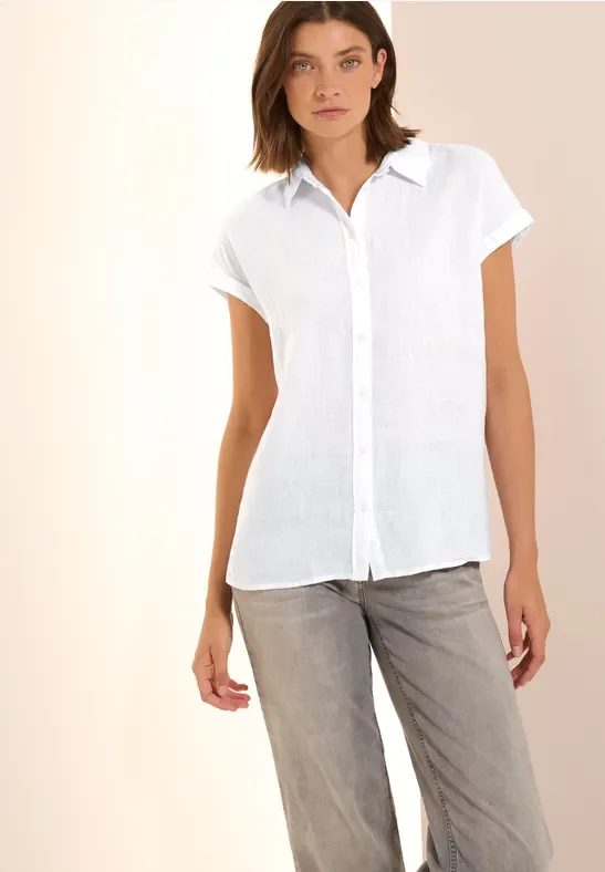 Thumbnail - Cecil Damen Leinen-Hemdbluse in Weiß, Gr: XS