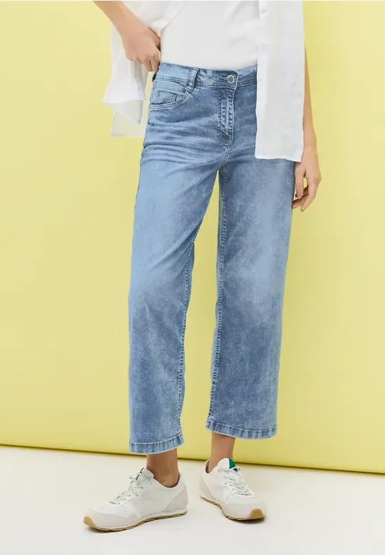 Cecil Damen 7/8 Wide Leg Jeans in Blau, Gr: 27