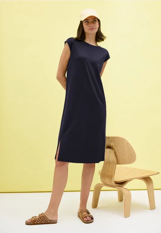 Thumbnail - Cecil Damen Jersey-Kleid in Unifarbe in Blau, Gr: S