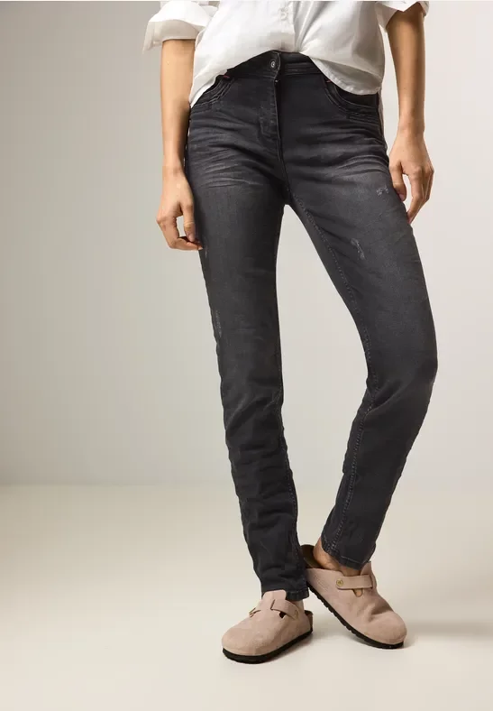 Thumbnail - Cecil Damen Jeans im Casual Fit in Grau, Gr: 25