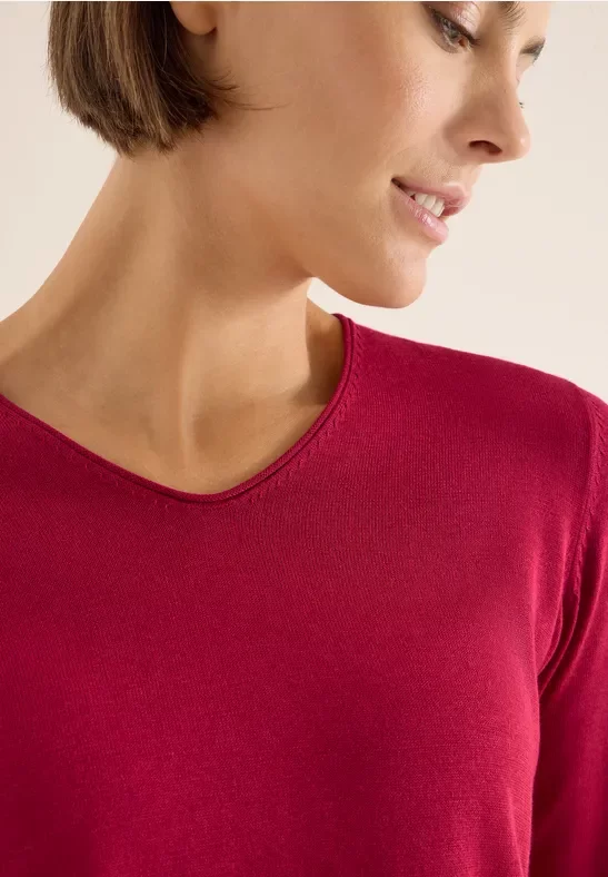 Cecil Damen Basic Pullover in Rot, Gr: XXL