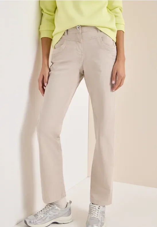 Cecil Damen Washed-Look Hose in Beige, Gr: 28