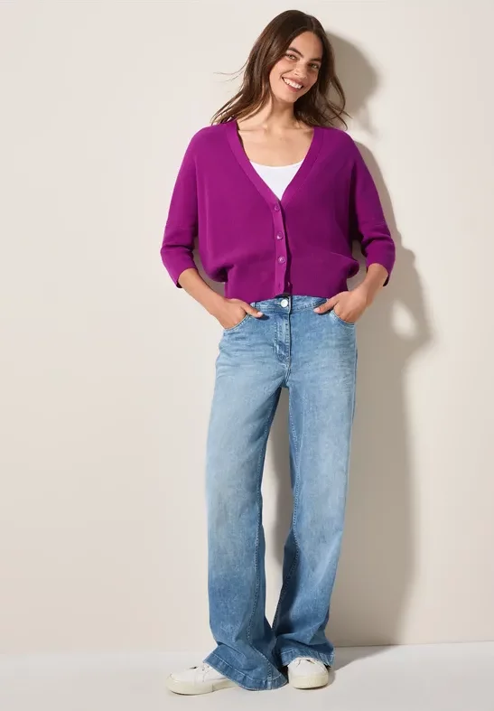 Cecil Damen Cardigan mit Struktur in Pink, Gr: XXL