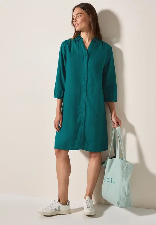 Cecil Damen Blusenkleid aus Leinen in Grün, Gr: S