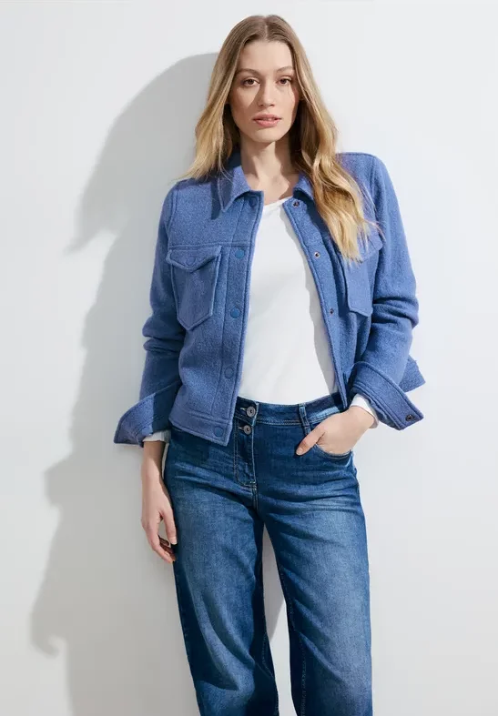 Thumbnail - Cecil Damen Jacke mit Wollanteil in Blau, Gr: XXL