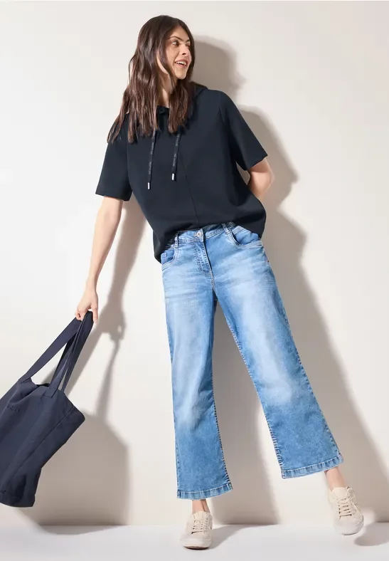 Cecil Damen Silk-Touch Hoodie in Blau, Gr: L