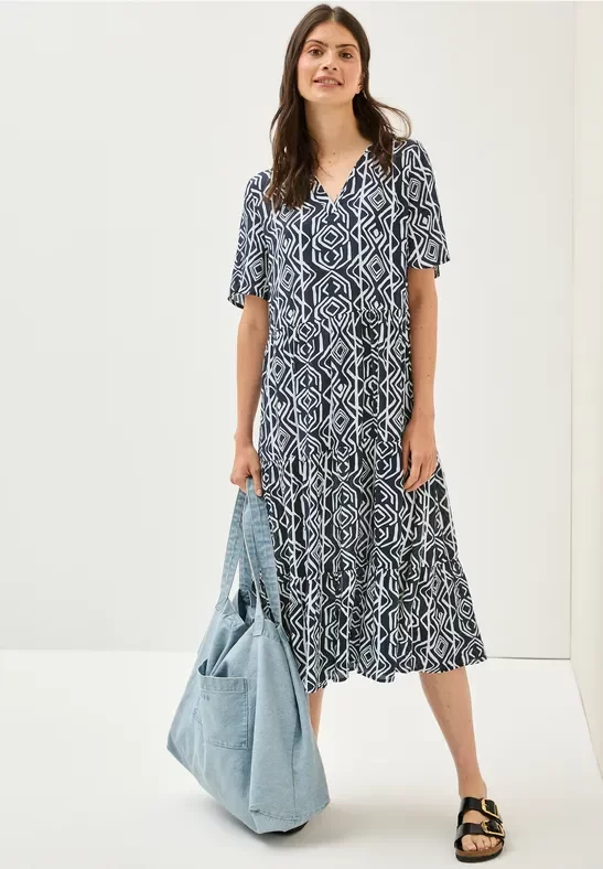 Cecil Damen Kleid mit Volants in Blau, Gr: XS