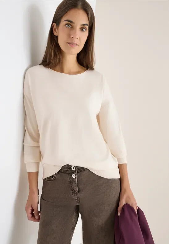 Thumbnail - Cecil Damen Pullover mit Strukturdetail in Beige, Gr: XS