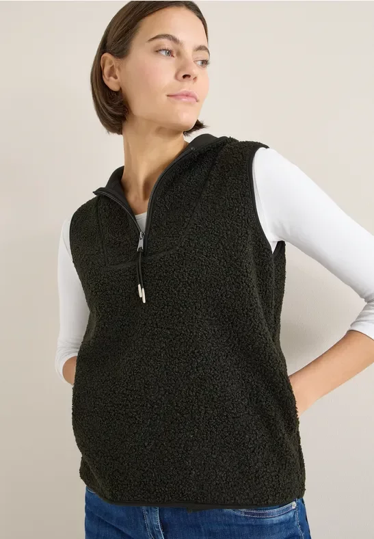 Thumbnail - Cecil Damen Teddy Troyer Weste in Grün, Gr: XXL