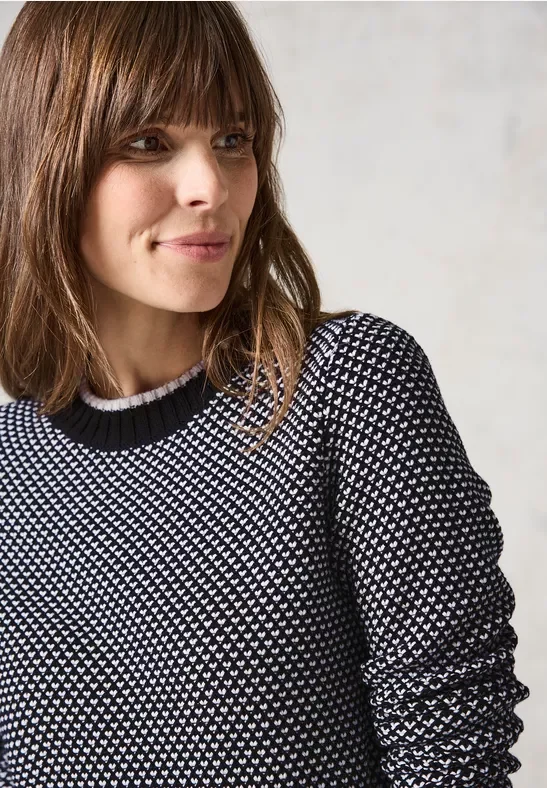 Thumbnail - Cecil Damen Gemusterter Strickpullover in Schwarz, Gr: XXL