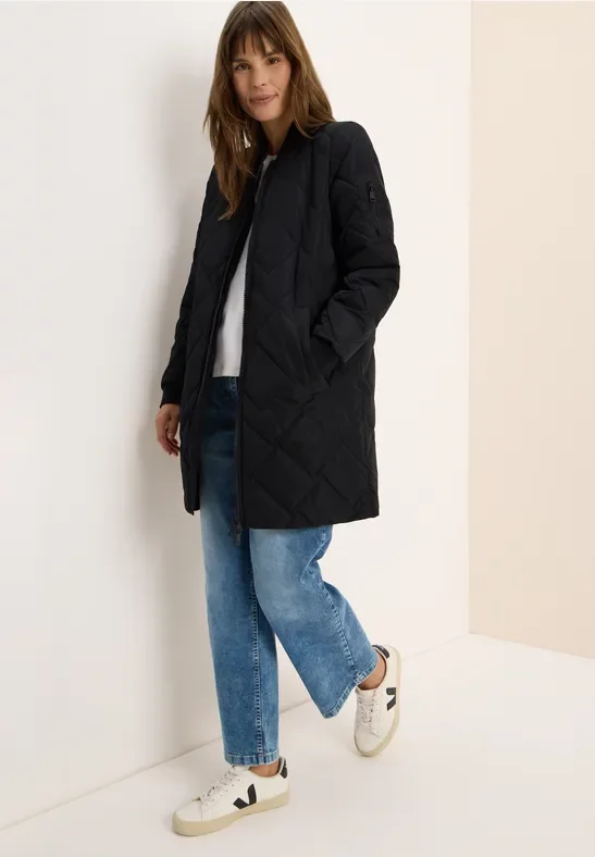 Thumbnail - Cecil Damen Langer Stepp-Blouson in Schwarz, Gr: XS