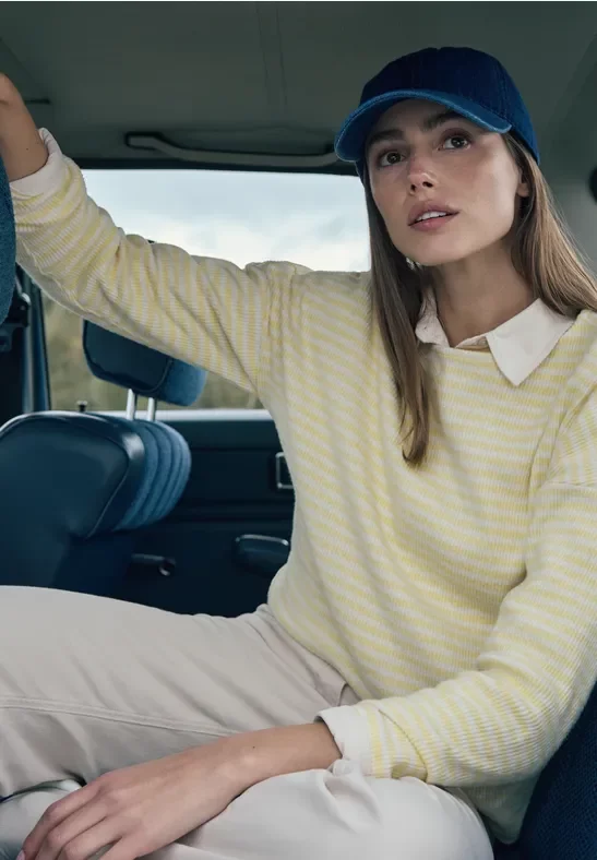 Cecil Damen Gestreiftes Shirt in Gelb, Gr: XS