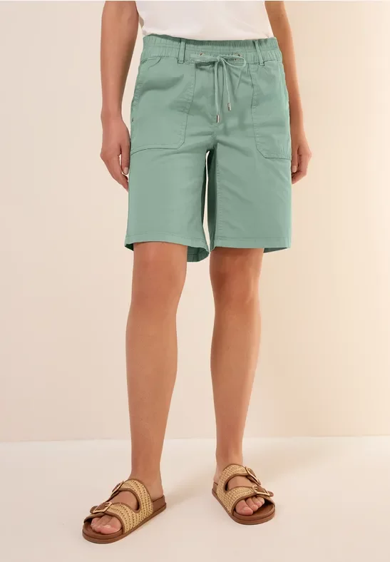 Thumbnail - Cecil Damen Twill Shorts im Washed-Look in Grün, Gr: L