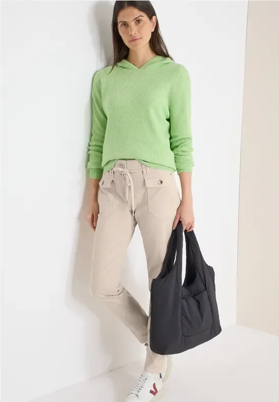 Cecil Damen Slim Leg Hose in Beige, Gr: 32