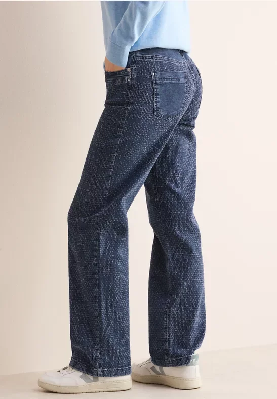 Cecil Damen Wide Leg Bouclé-Look Jeans in Blau, Gr: 36
