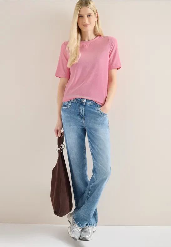 Cecil Damen Gestreiftes T-Shirt in Pink, Gr: XS