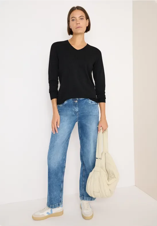 Cecil Damen Basic Pullover in Grau, Gr: XS