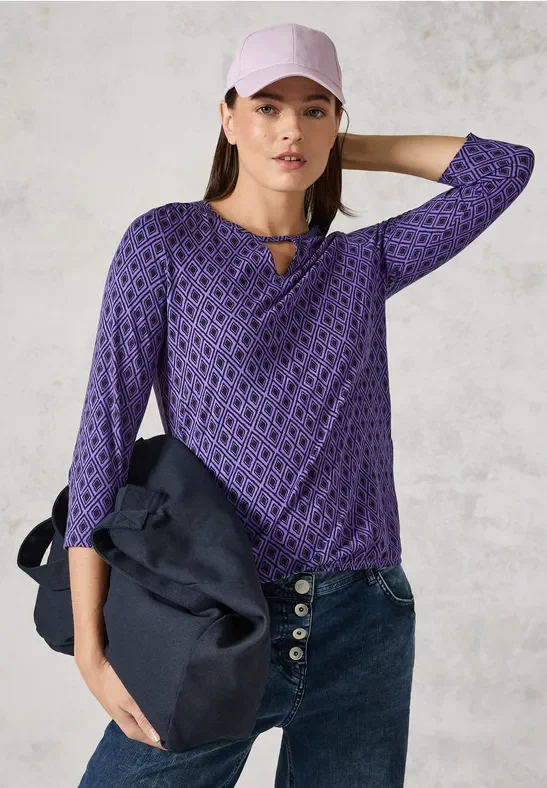 Cecil Damen Shirt mit Cut Out in Lila, Gr: XS