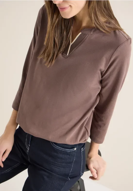 Thumbnail - Cecil Damen Shirt in Unifarbe in Beige, Gr: M