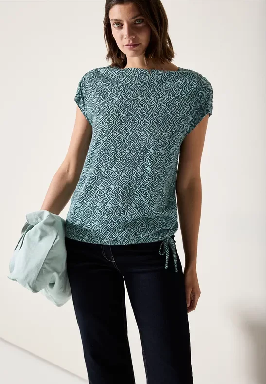 Thumbnail - Cecil Damen Gemustertes T-Shirt in Grün, Gr: XXL