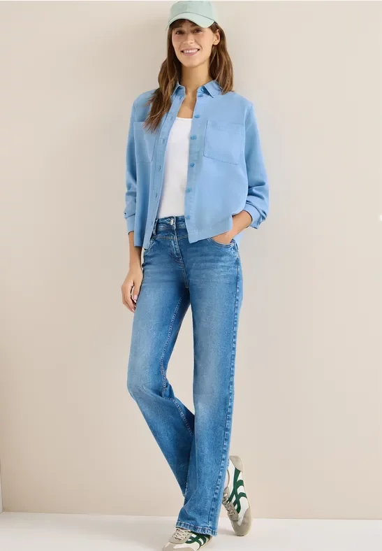 Cecil Damen Colored Denim Bluse in Blau, Gr: M