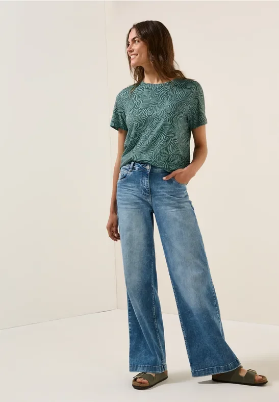 Thumbnail - Cecil Damen Gemustertes T-Shirt in Grün, Gr: L