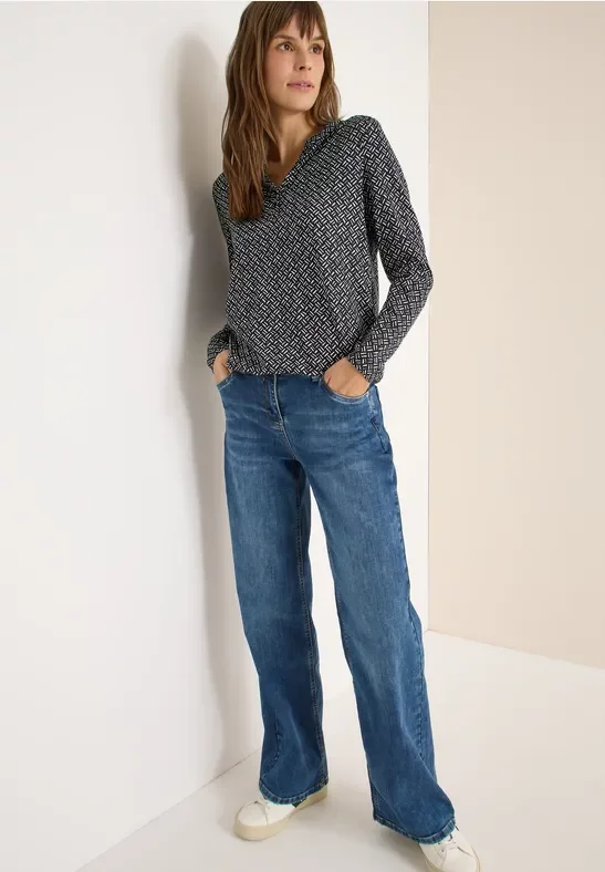 Cecil Damen Gemustertes Tunika-Shirt in Grau, Gr: M