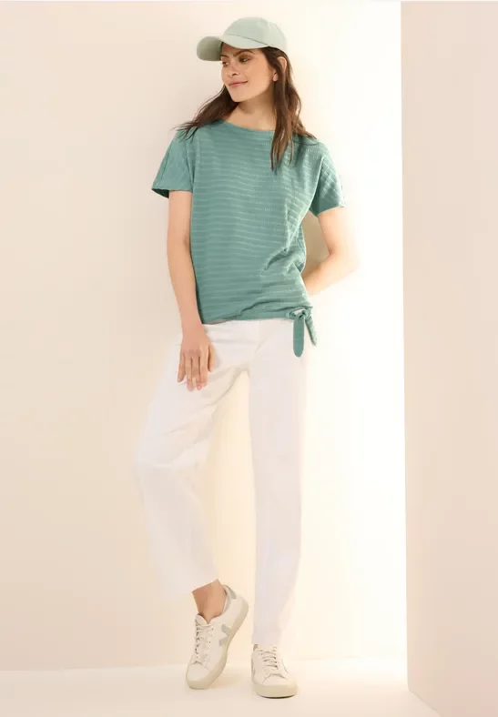 Thumbnail - Cecil Damen T-Shirt in Smok-Optik in Grün, Gr: M