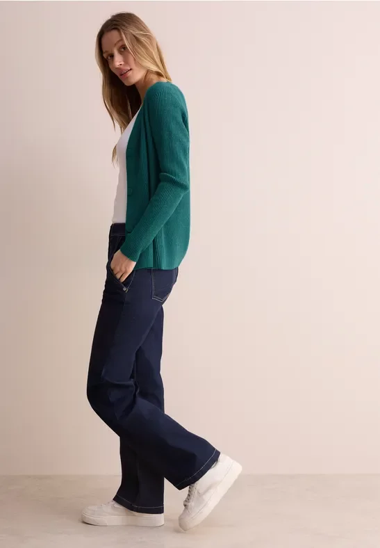 Cecil Damen Cardigan mit Rippen-Struktur in Grün, Gr: XXL