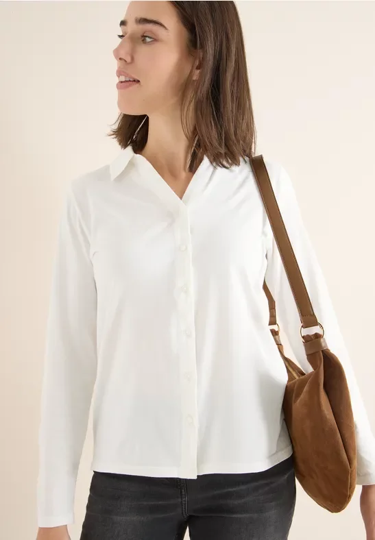 Cecil Damen Shirt mit Hemdkragen in Weiß, Gr: L