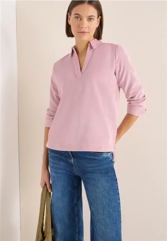Thumbnail - Cecil Damen Softe Cordbluse in Rosa, Gr: XXL