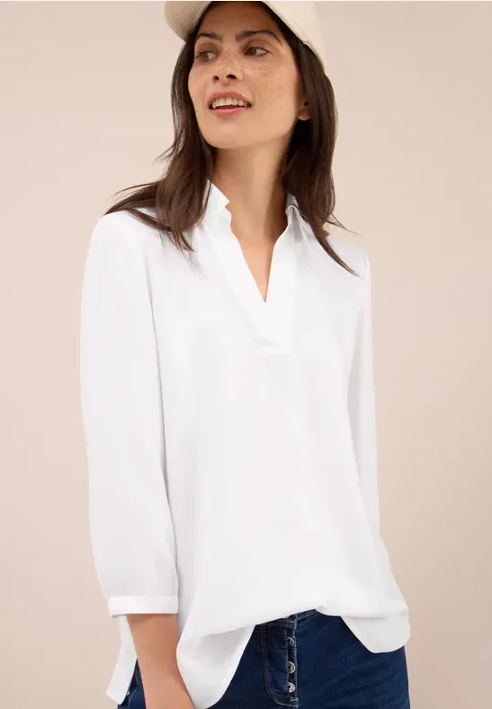 Thumbnail - Cecil Damen Bluse in Unifarbe in Weiß, Gr: S