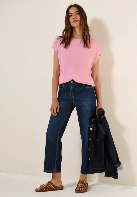 Cecil Damen Leinen-Look Strickpullover in Rosa, Gr: L