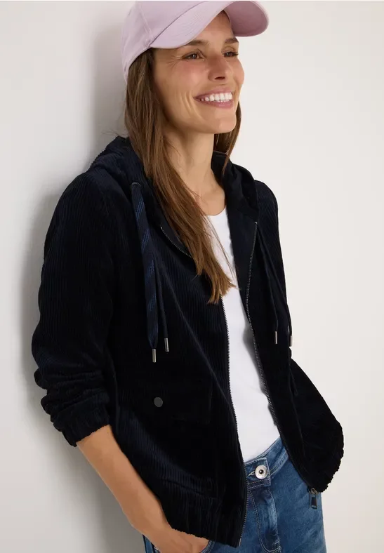 Thumbnail - Cecil Damen Cordjacke mit Kapuze in Blau, Gr: M
