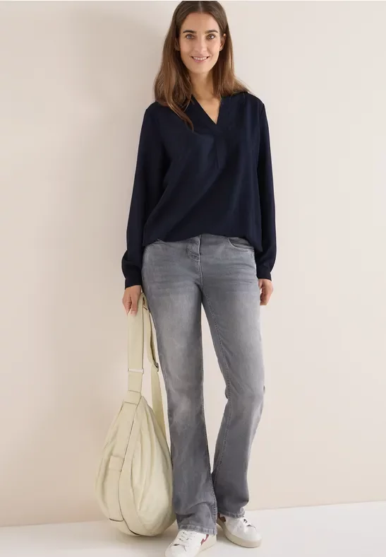 Thumbnail - Cecil Damen Bluse in Unifarbe in Blau, Gr: XS