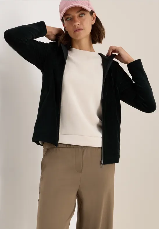 Thumbnail - Cecil Damen Cordjacke mit Kapuze in Grün, Gr: S