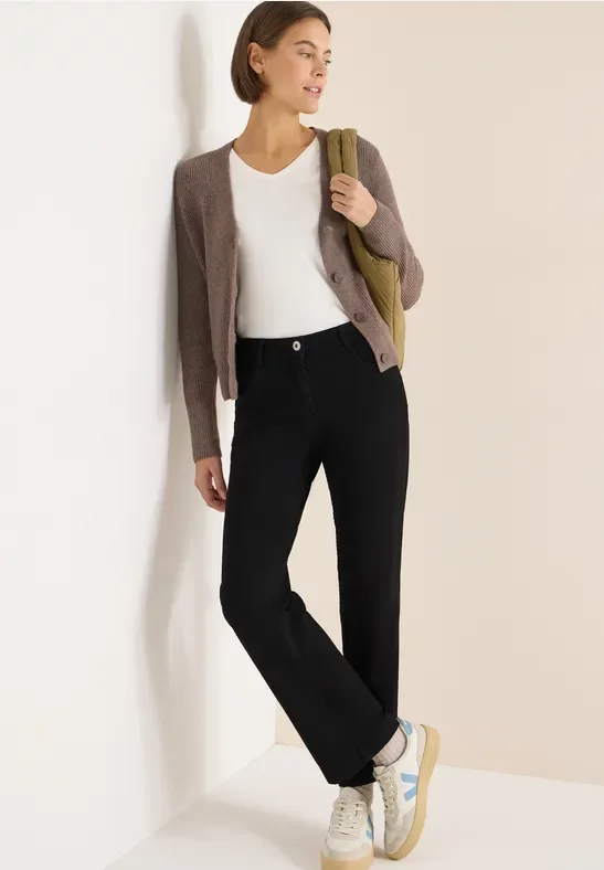 Cecil Damen Wide Leg Jeans in Schwarz, Gr: 38