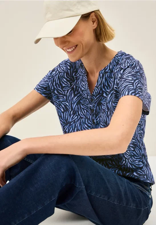 Thumbnail - Cecil Damen Shirt im Tunika-Look in Blau, Gr: L