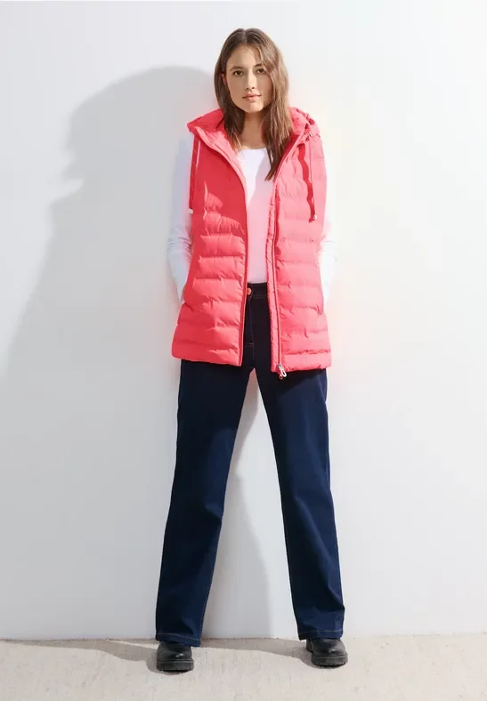 Thumbnail - Cecil Damen Longweste mit Kapuze in Orange, Gr: XS