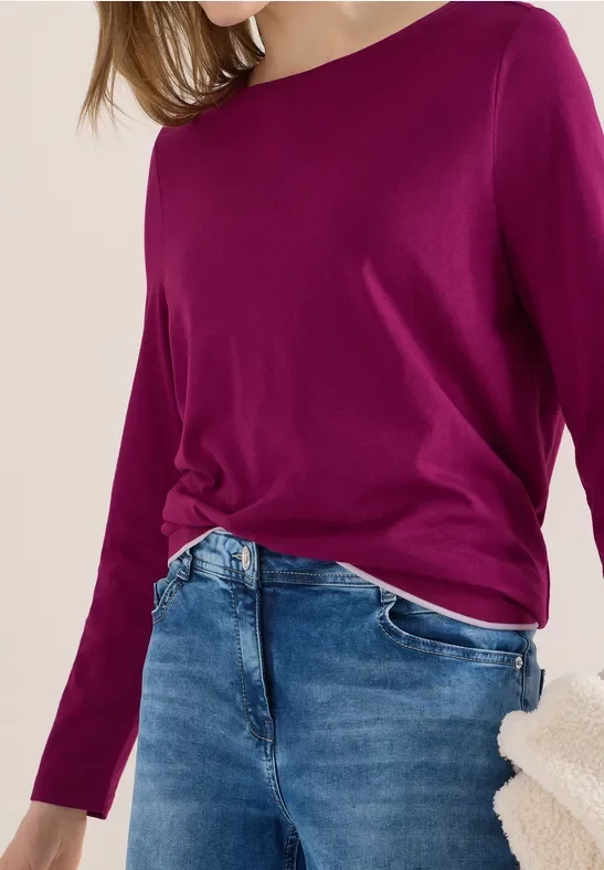 Cecil Damen Shirt in Unifarbe in Pink, Gr: XS