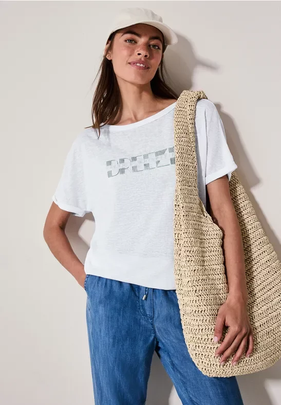 Thumbnail - Cecil Damen T-Shirt mit grafischem Print in Weiß, Gr: S