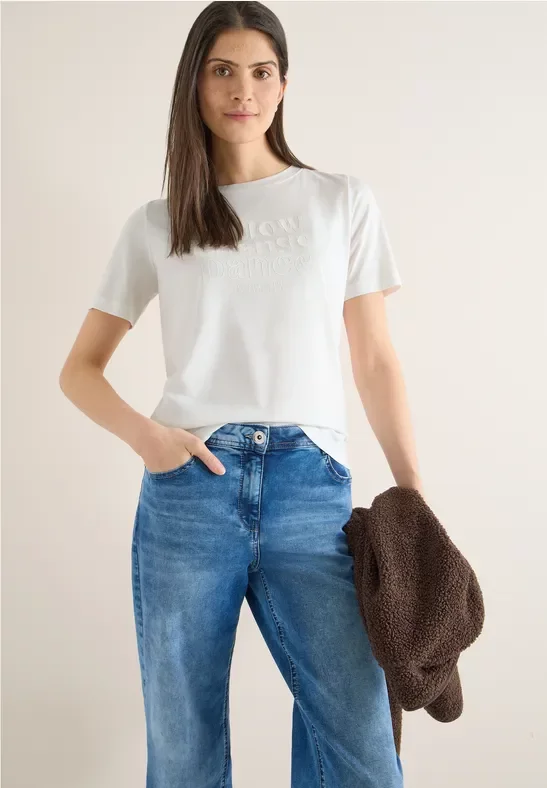 Thumbnail - Cecil Damen T-Shirt mit Frontprint in Weiß, Gr: L