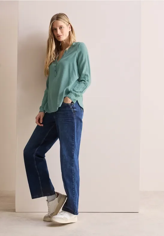 Cecil Damen Gestreifte Bluse in Grün, Gr: XXL