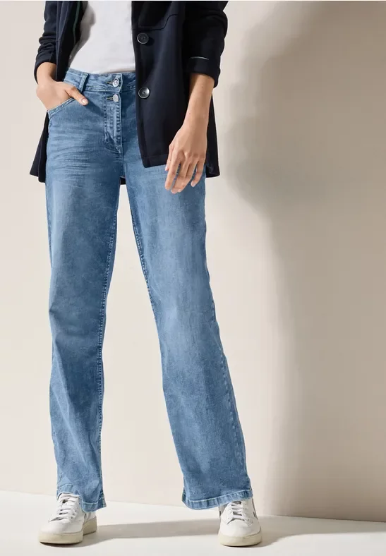 Cecil Damen Wide Leg Jeans in Blau, Gr: 32