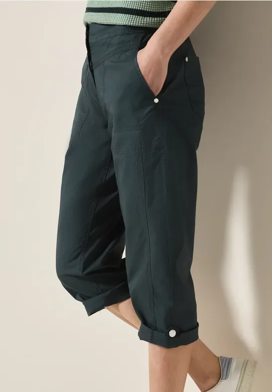 Thumbnail - Cecil Damen 3/4 Papertouch Hose in Grün, Gr: 32