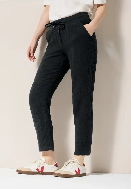 Cecil Damen Musselin Hose in Schwarz, Gr: XXL