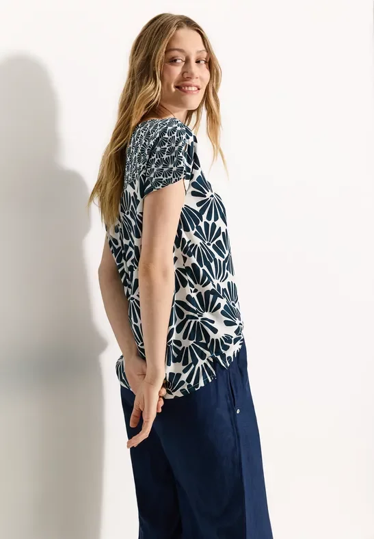 Cecil Damen Printmix Bluse in Blau, Gr: S