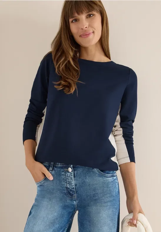 Thumbnail - Cecil Damen Color Block Shirt in Blau, Gr: XL