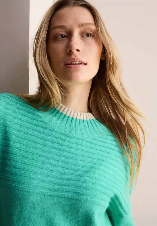 Thumbnail - Cecil Damen Strukturmix Pullover in Grün, Gr: M