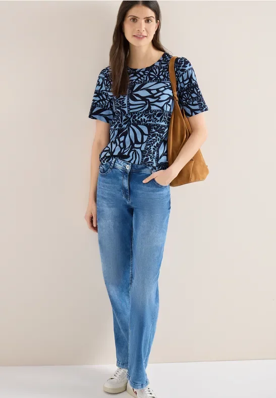 Cecil Damen Shirt mit Patchwork Print in Blau, Gr: M